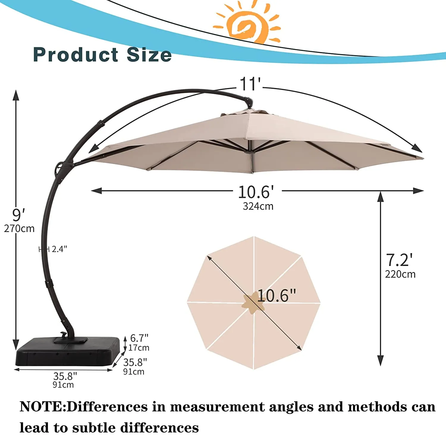 11' Deluxe Cantilever Umbrella