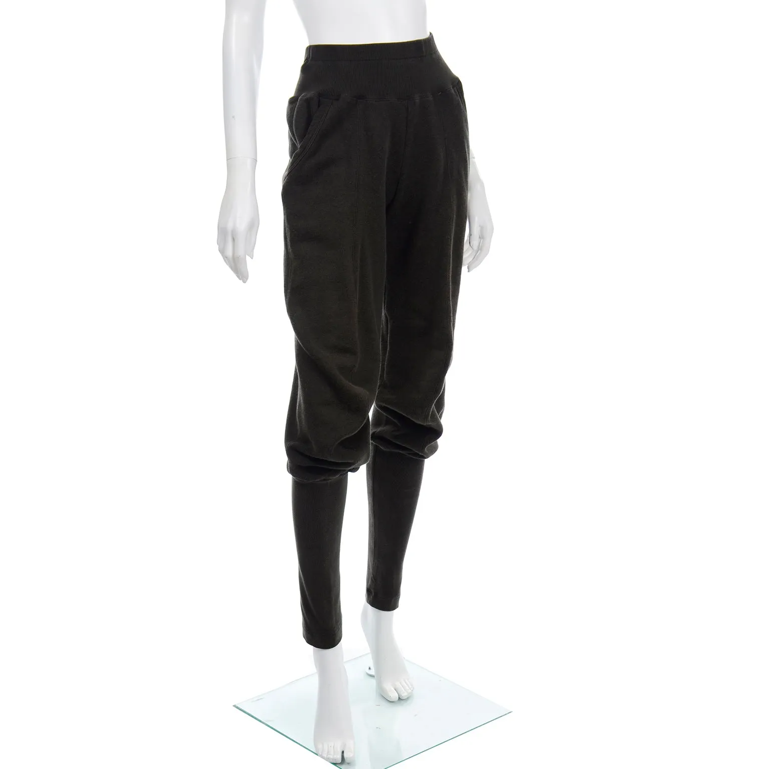 1980s Issey Miyake Vintage Moss Green Brownish Knit Jodhpur Style Pants