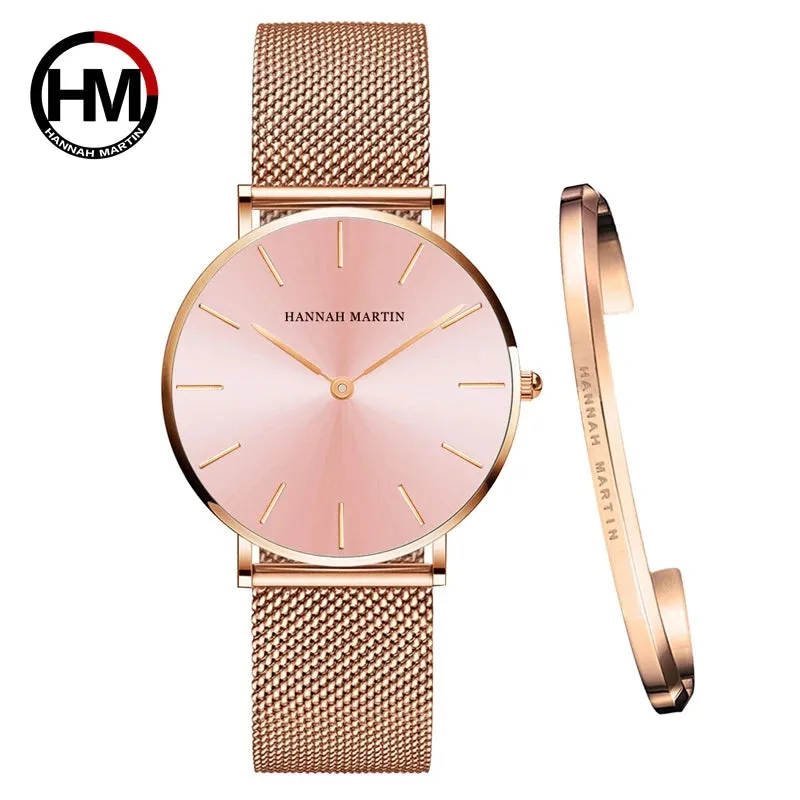 2023 Women's Rose Gold Mesh Quartz Watch