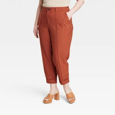 A New Day Women's Slim High Rise Ankle Length Pintuck Ankle Pants