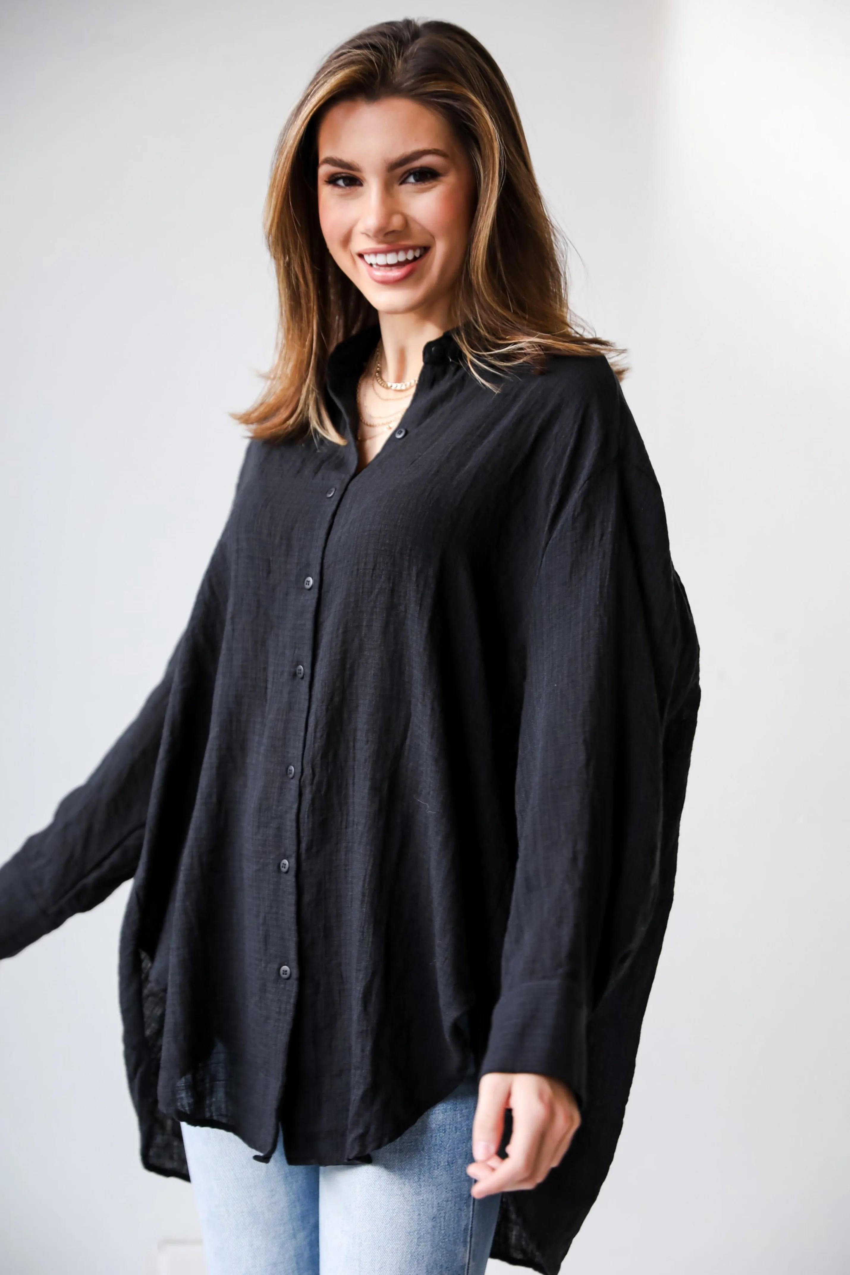 Allison Oversized Button-Up Blouse