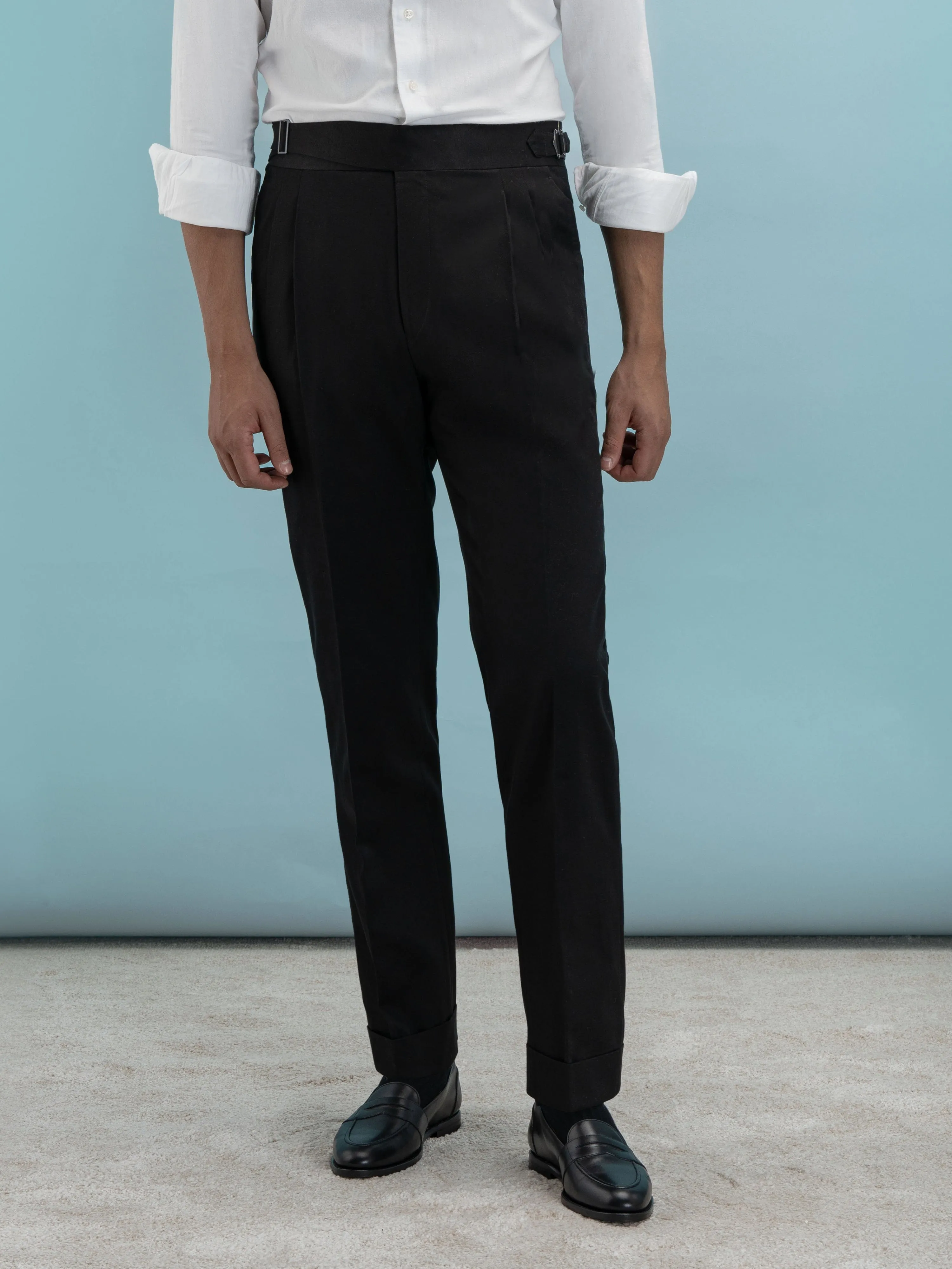 Black Cotton Gurkha Trousers