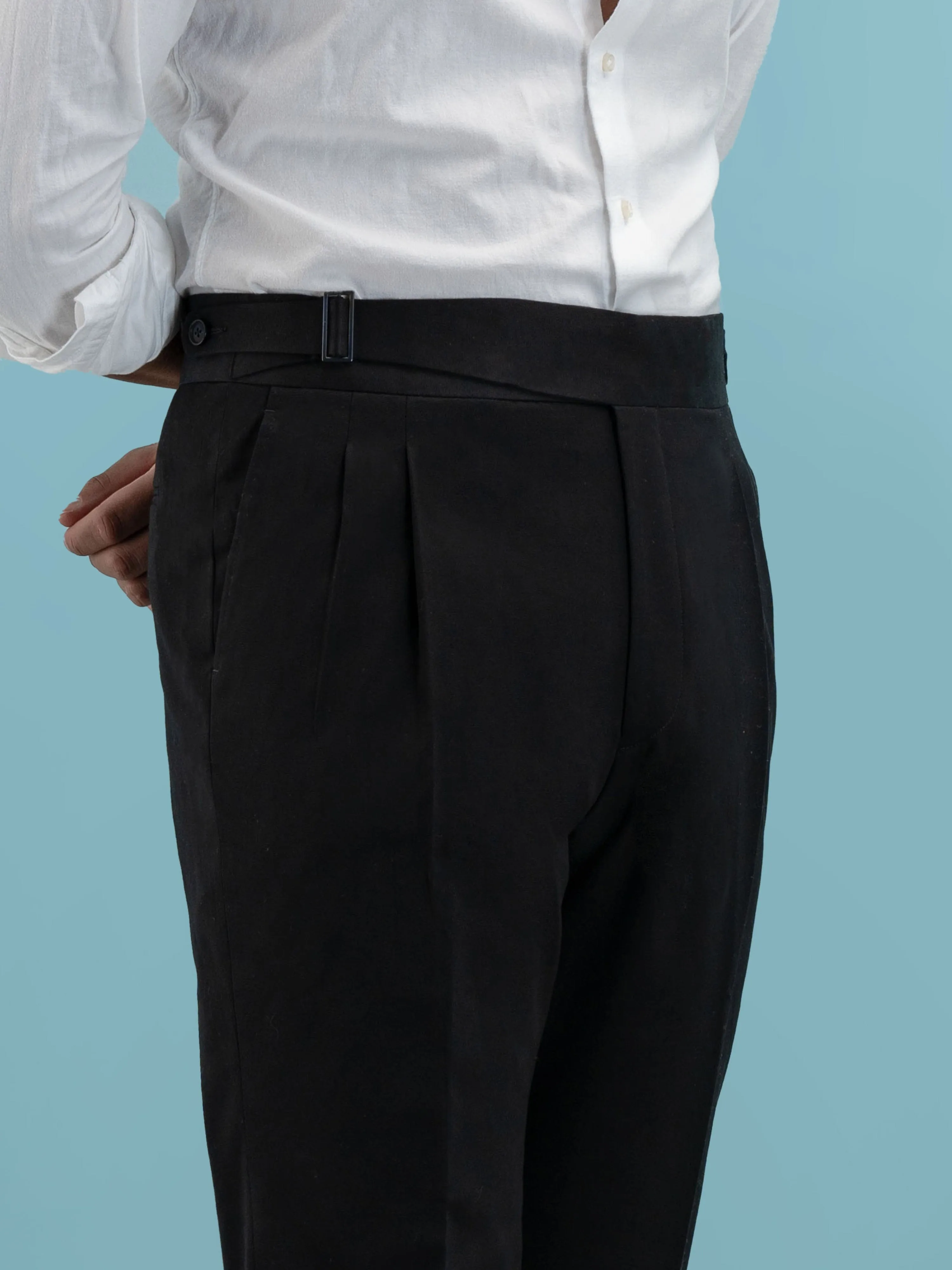 Black Cotton Gurkha Trousers