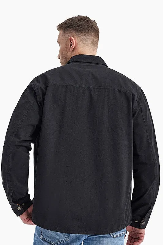 Black Mens Long Sleeve Solid Wash Shirts