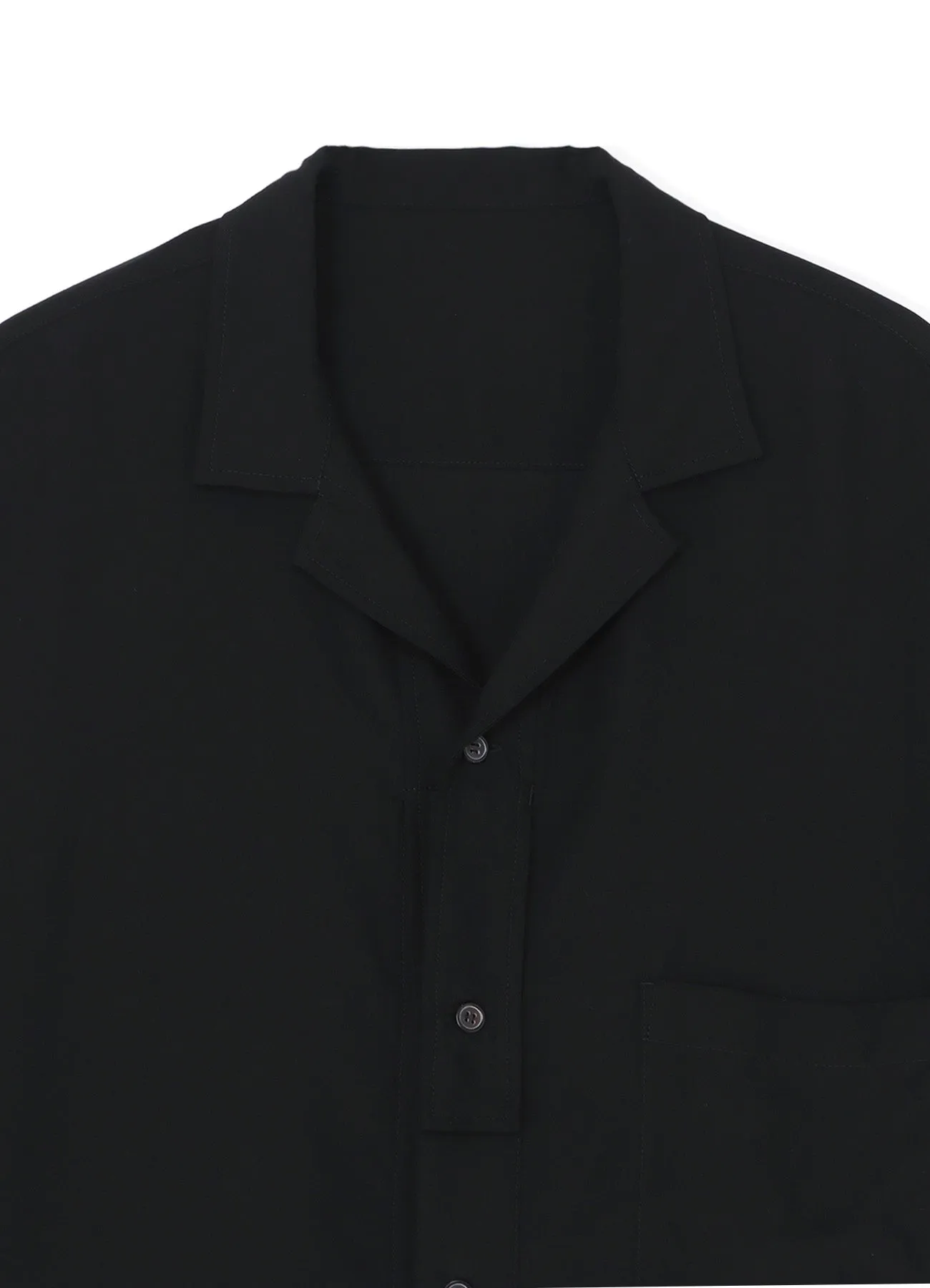 BLACK TENCEL POPLIN HALF-SLEEVE SHIRT WITH DECONSTRUCTED PLACKET