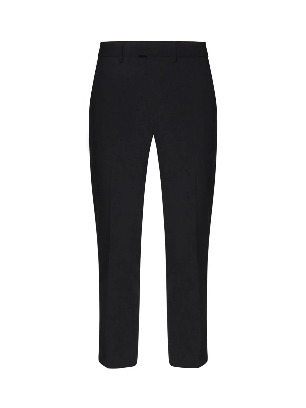 Black Wool Canvas Cigarette Trousers