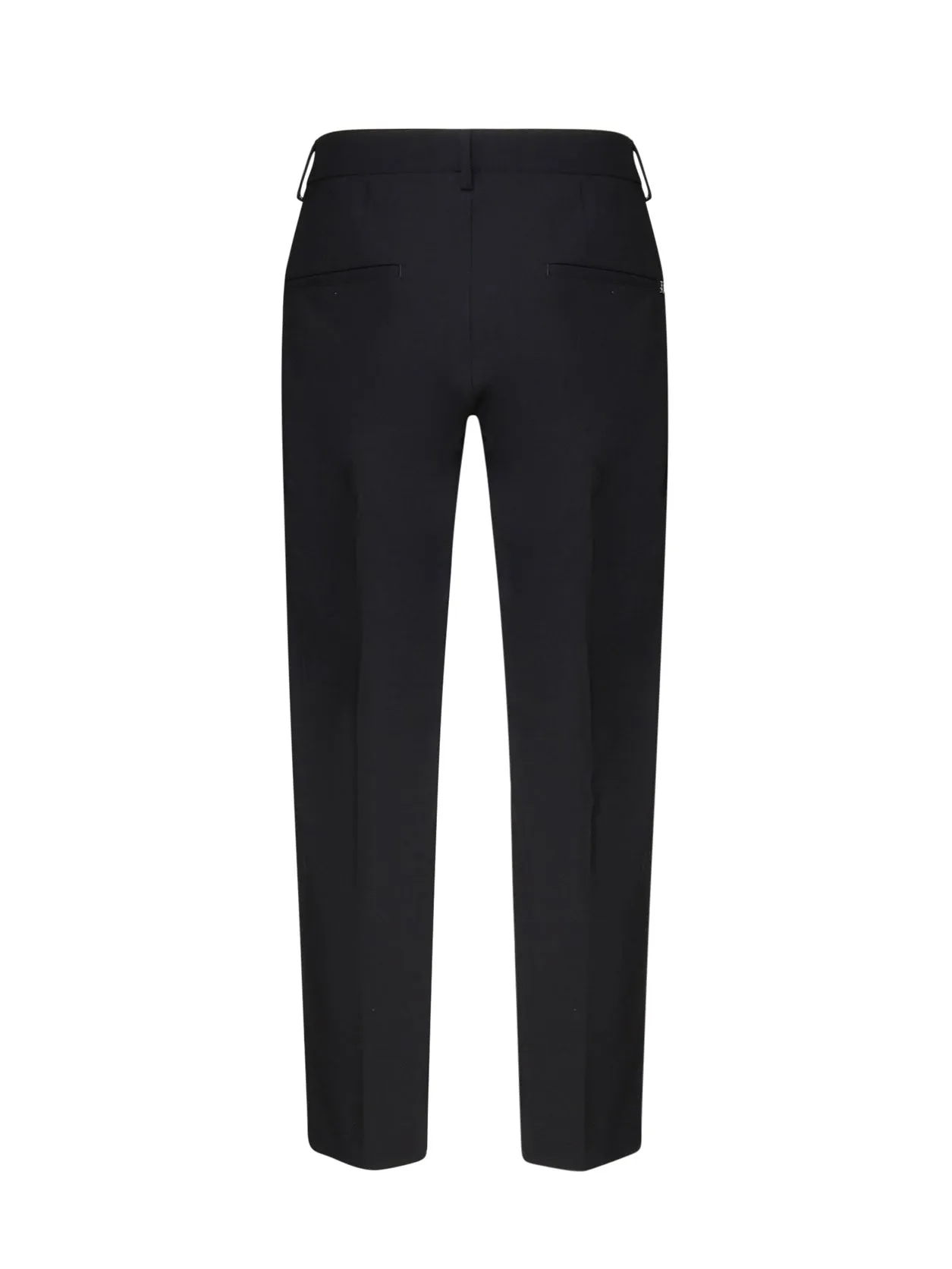 Black Wool Canvas Cigarette Trousers