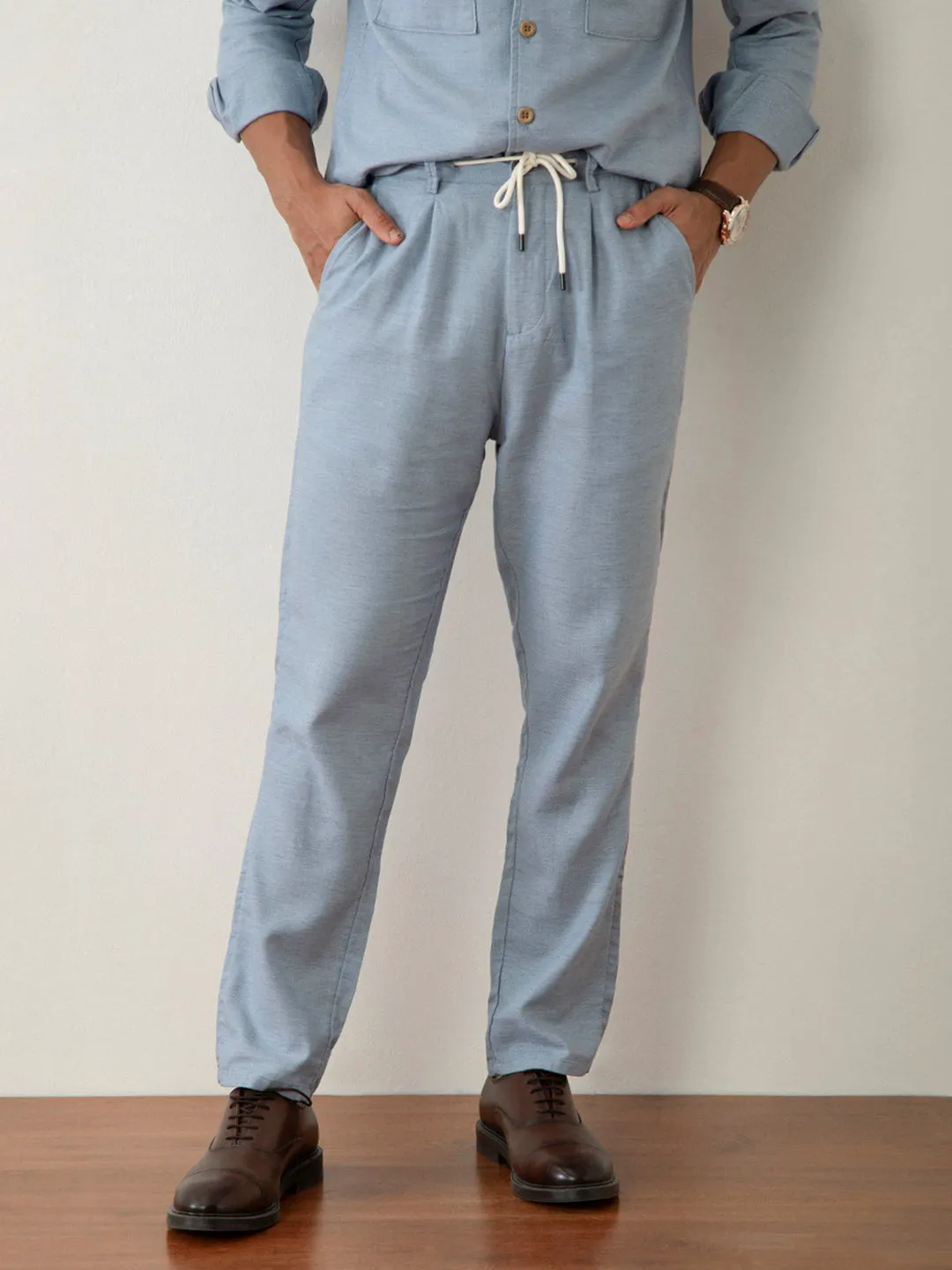 Blue Cotton Lightweight Pants