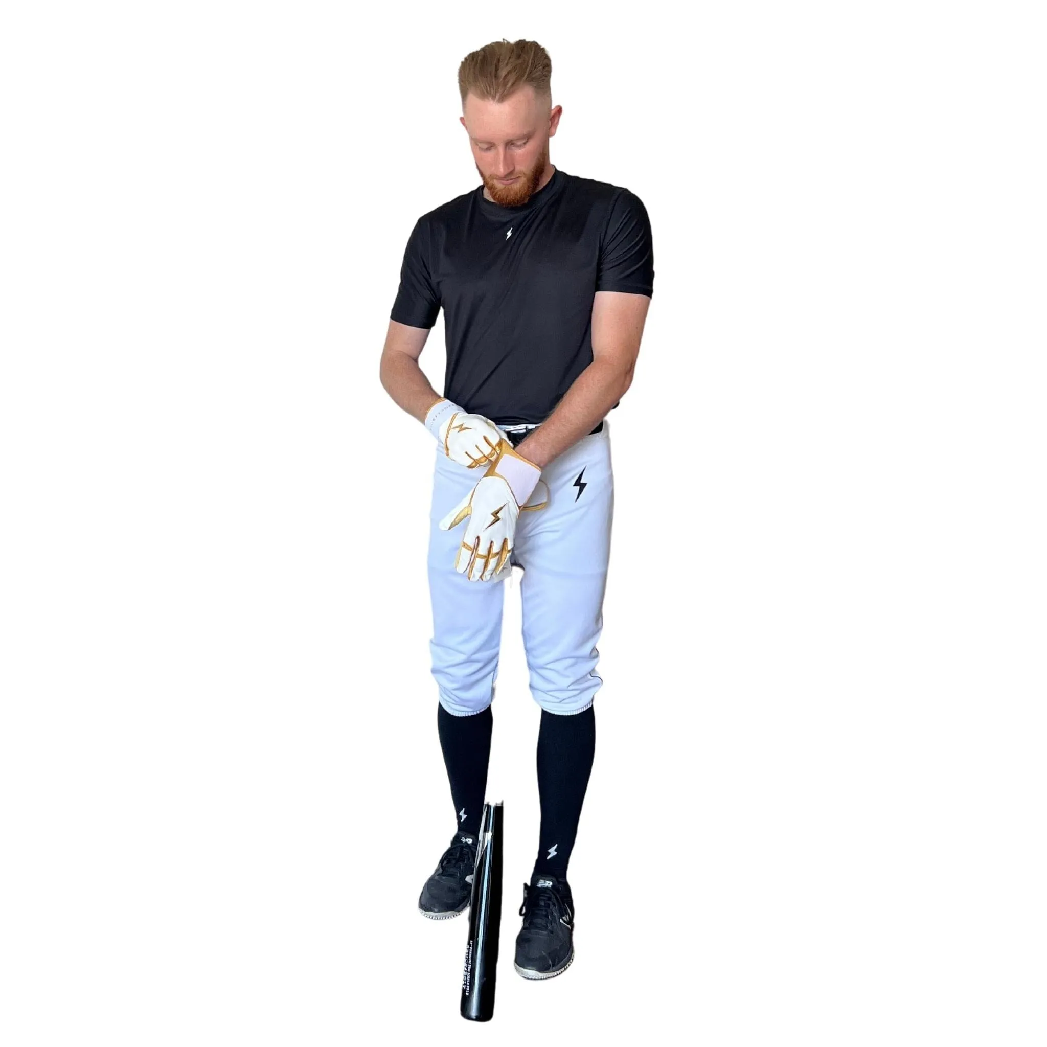 BRUCE BOLT Premium Pro Baseball Knicker - WHITE w/ Black