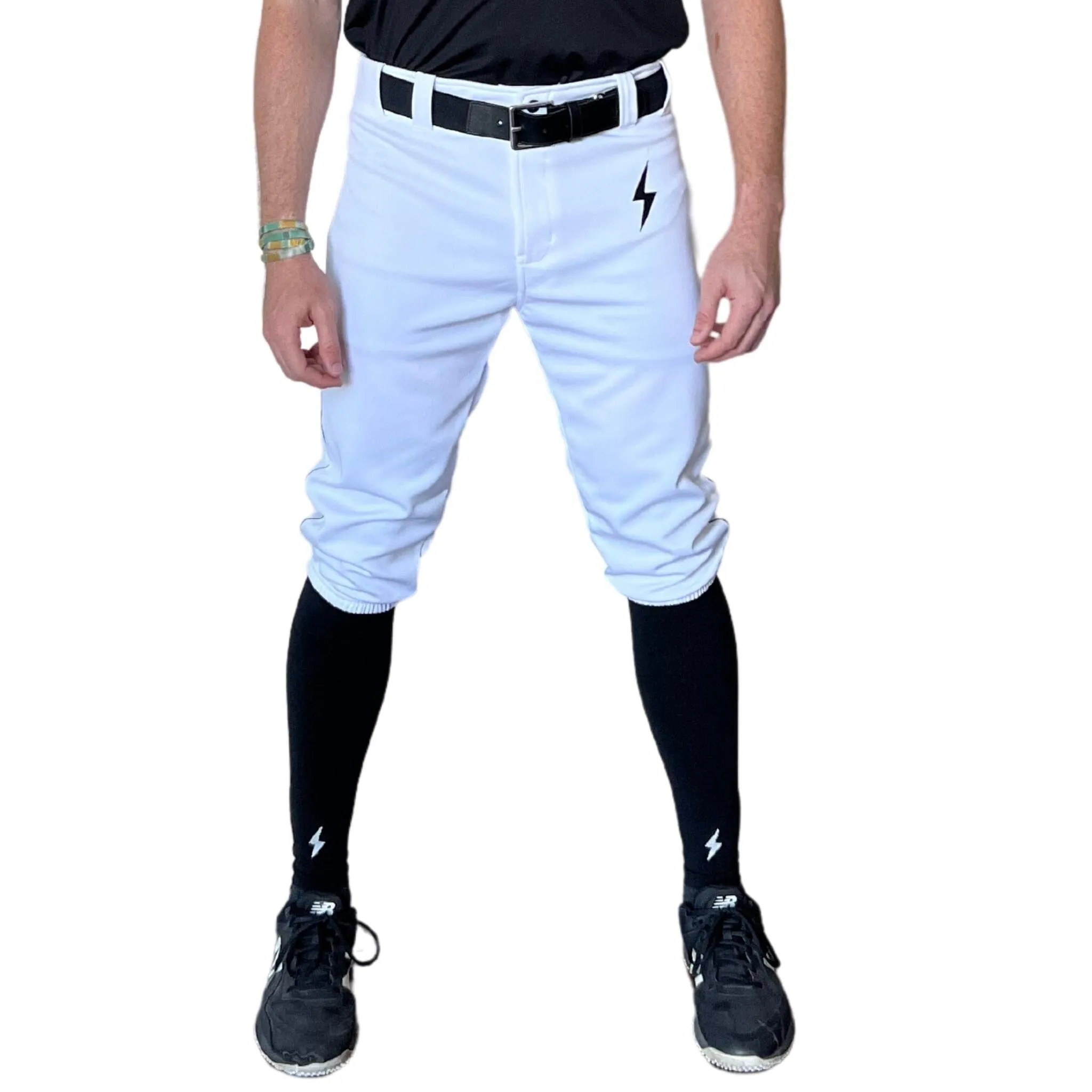 BRUCE BOLT Premium Pro Baseball Knicker - WHITE w/ Black