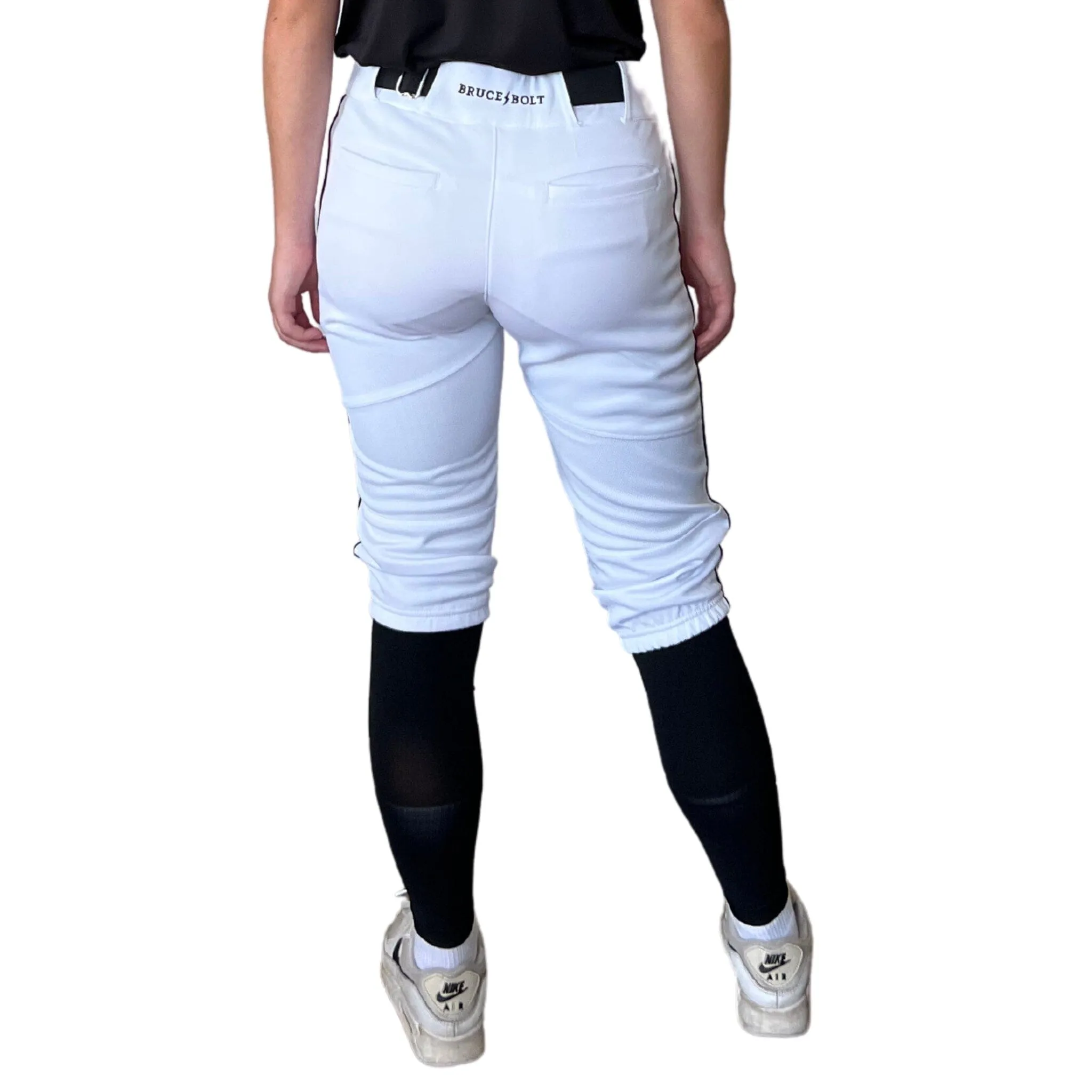 BRUCE BOLT Premium Pro Softball Knicker - WHITE w/ Black