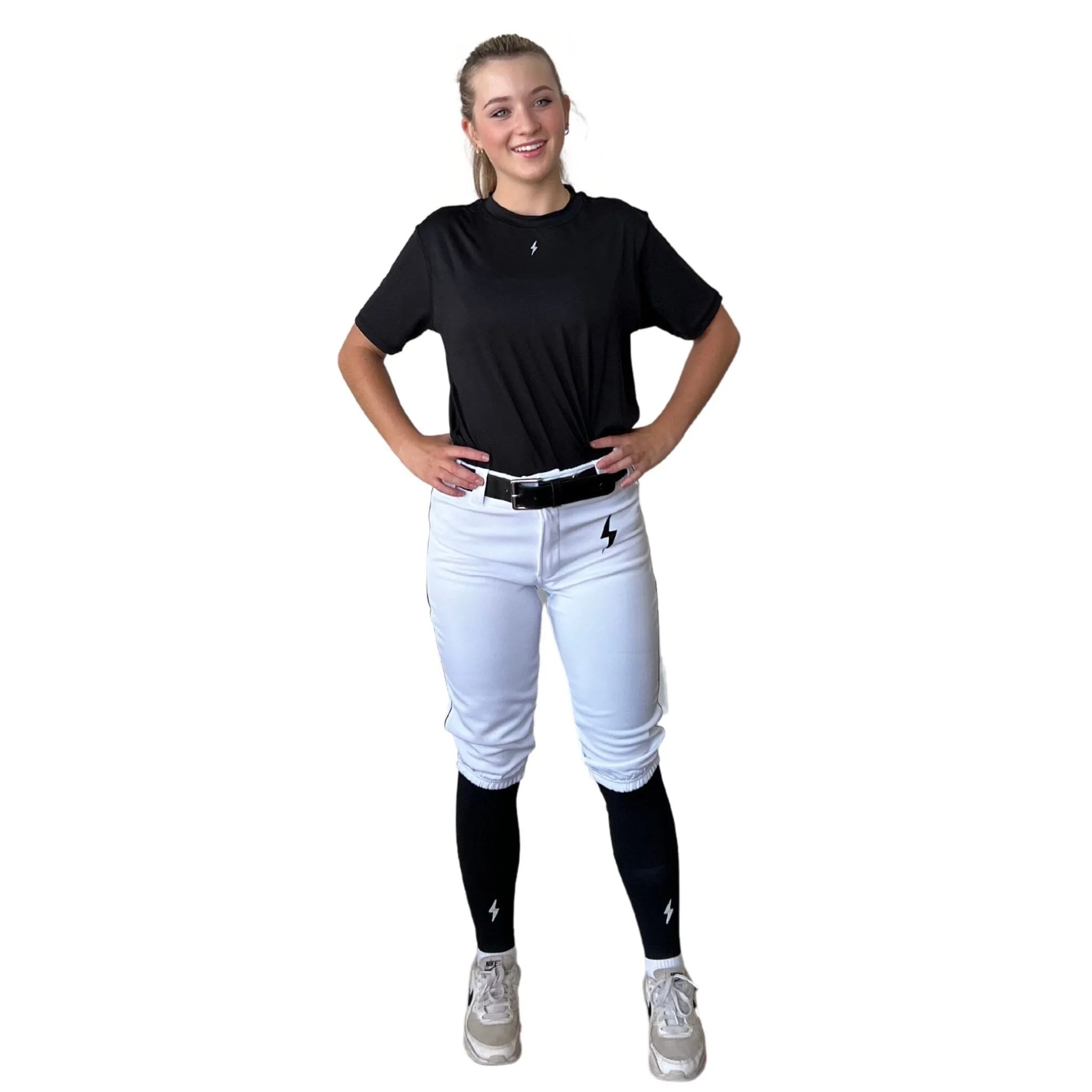 BRUCE BOLT Premium Pro Softball Knicker - WHITE w/ Black