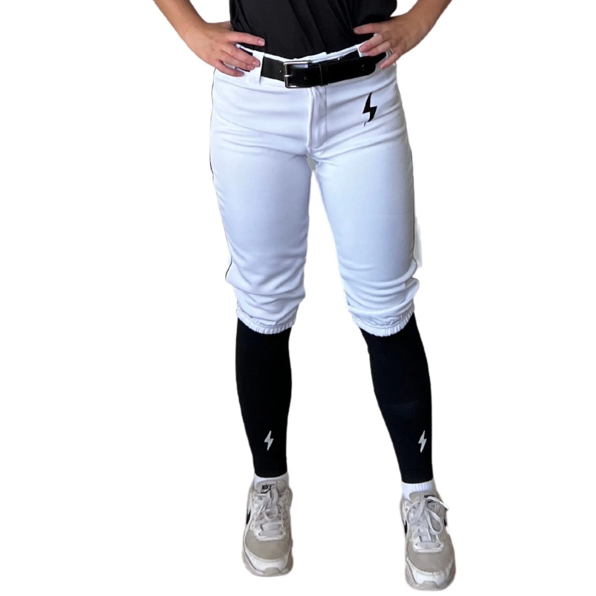 BRUCE BOLT Premium Pro Softball Knicker - WHITE w/ Black