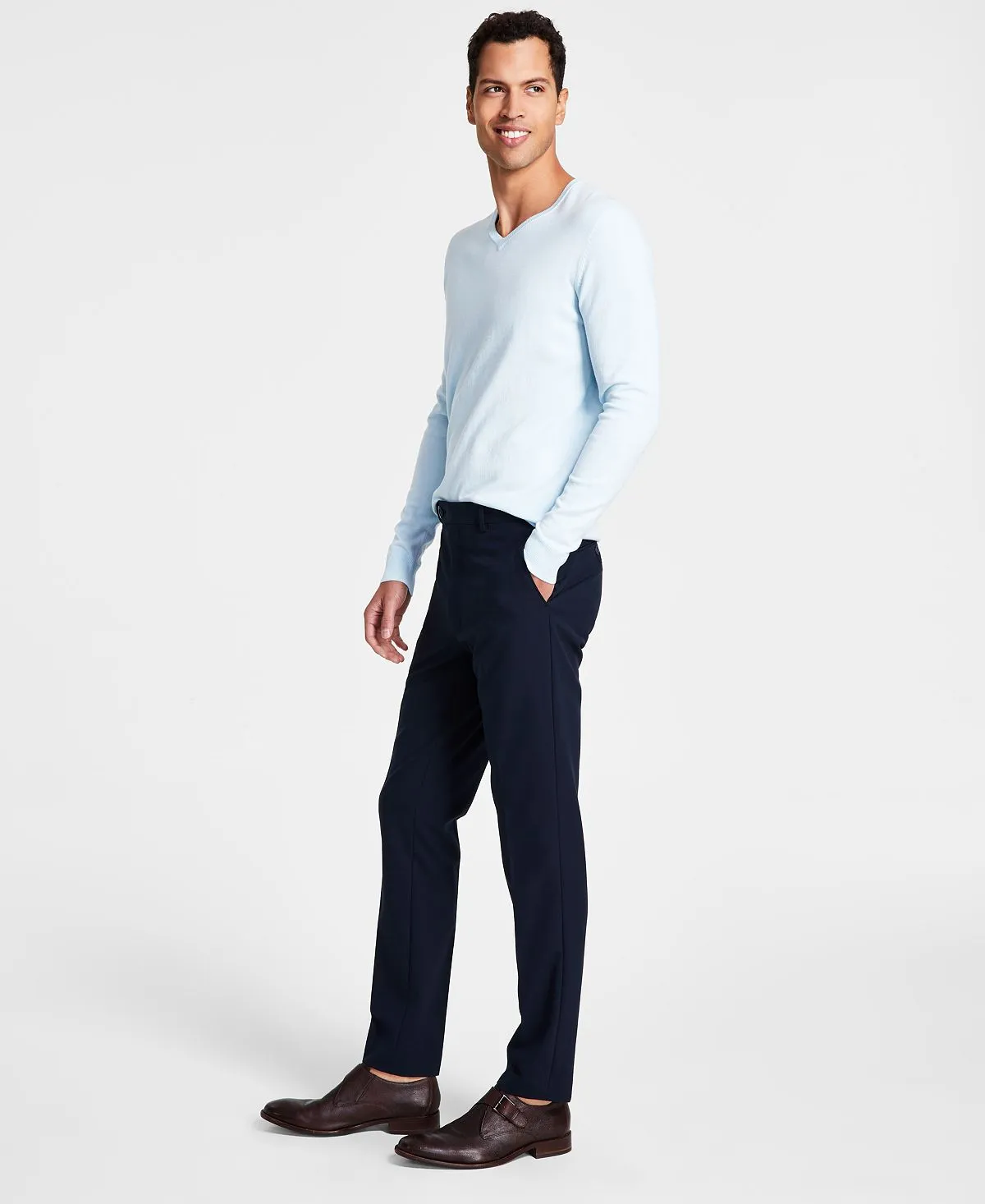 Calvin Klein men's infinite stretch skinny-fit classic trousers, blue