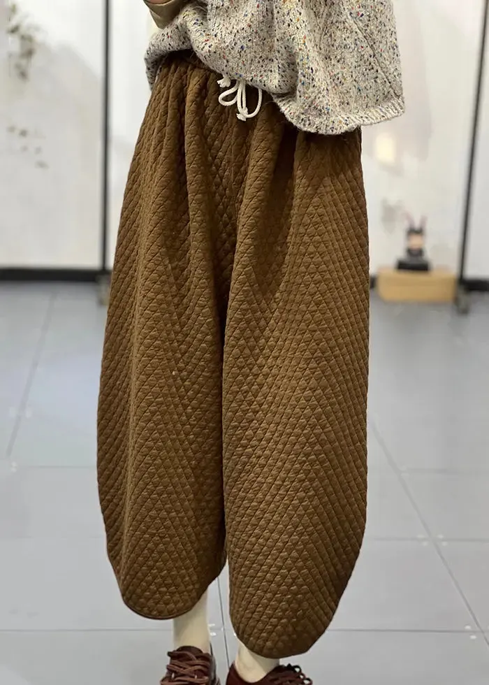 Casual  Fine Cotton Filled Wide Leg Pants