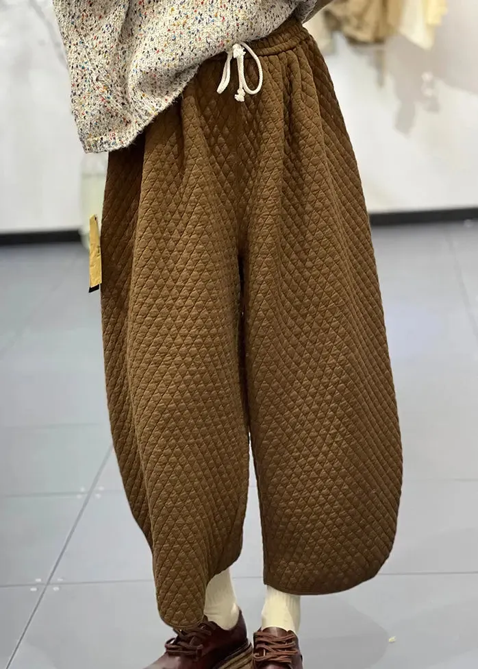 Casual  Fine Cotton Filled Wide Leg Pants