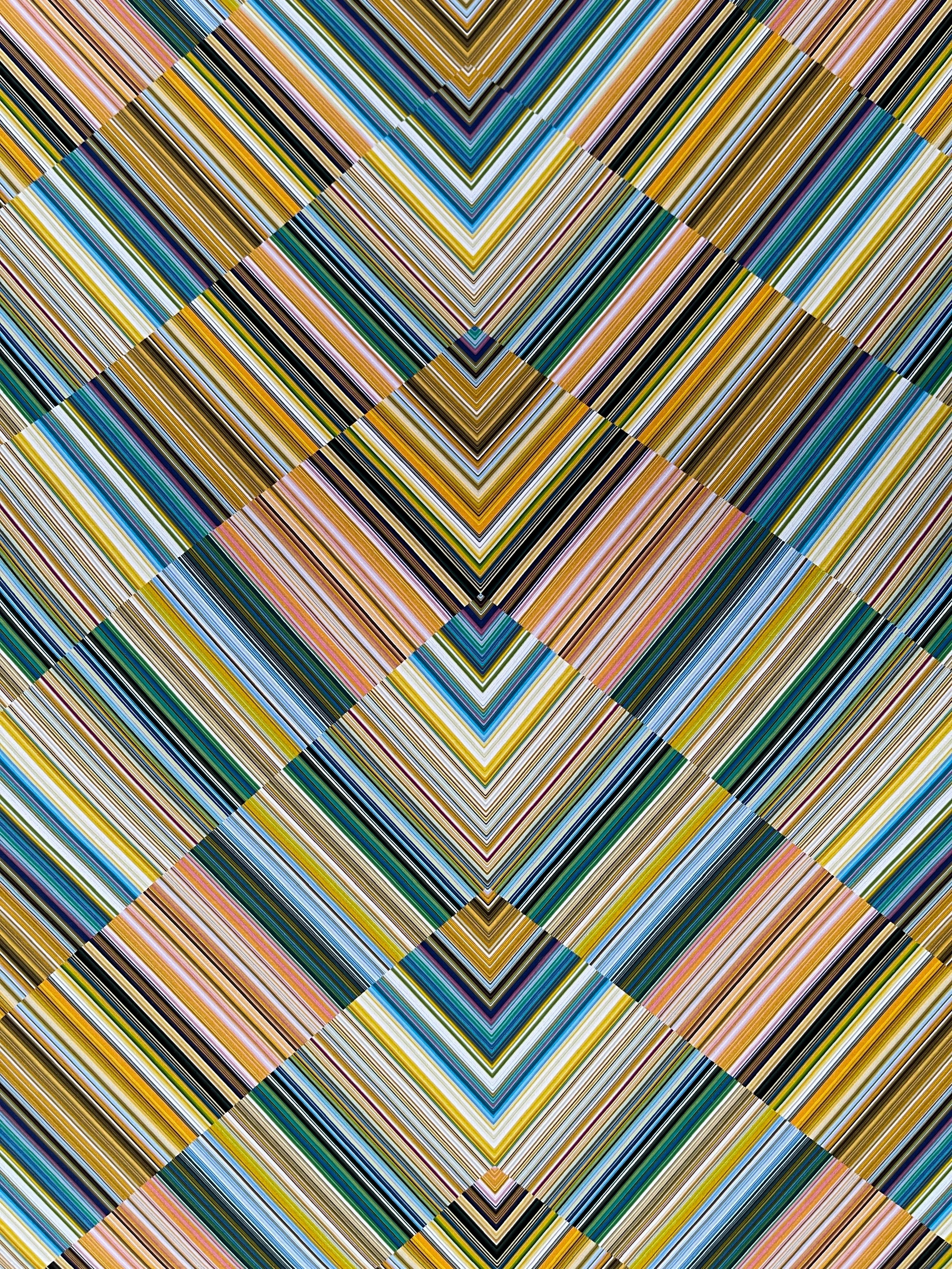 Chevron Fine Stripe Wallpaper - Multicoloured