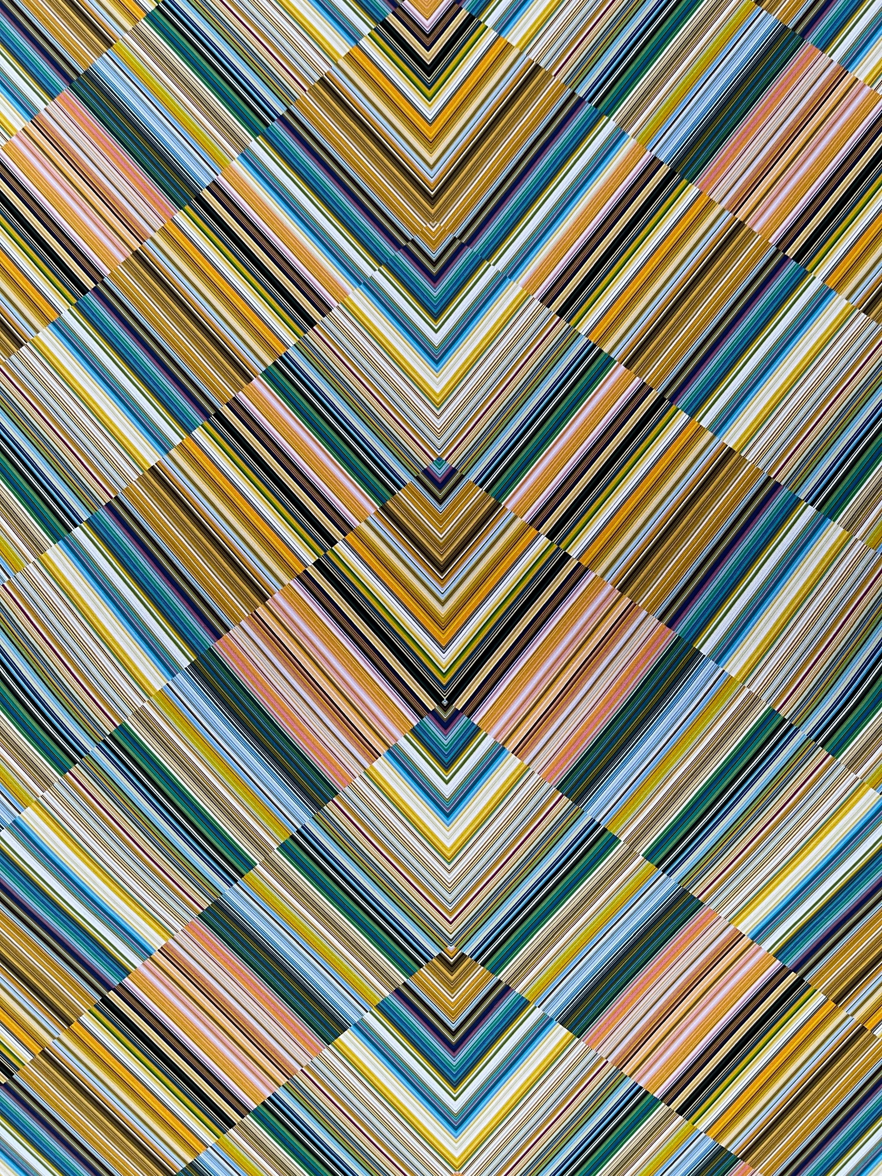 Chevron Fine Stripe Wallpaper - Multicoloured