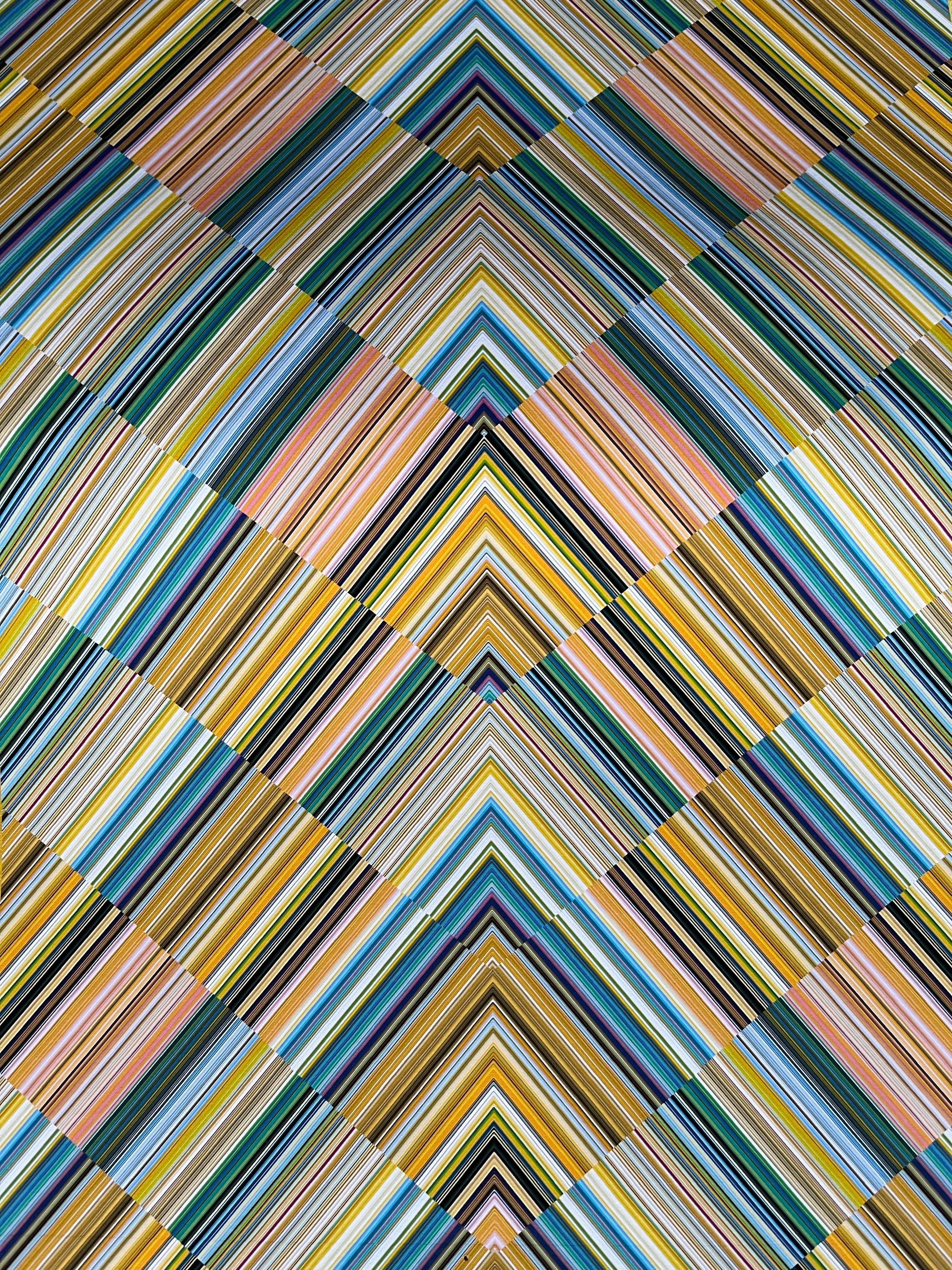 Chevron Fine Stripe Wallpaper - Multicoloured