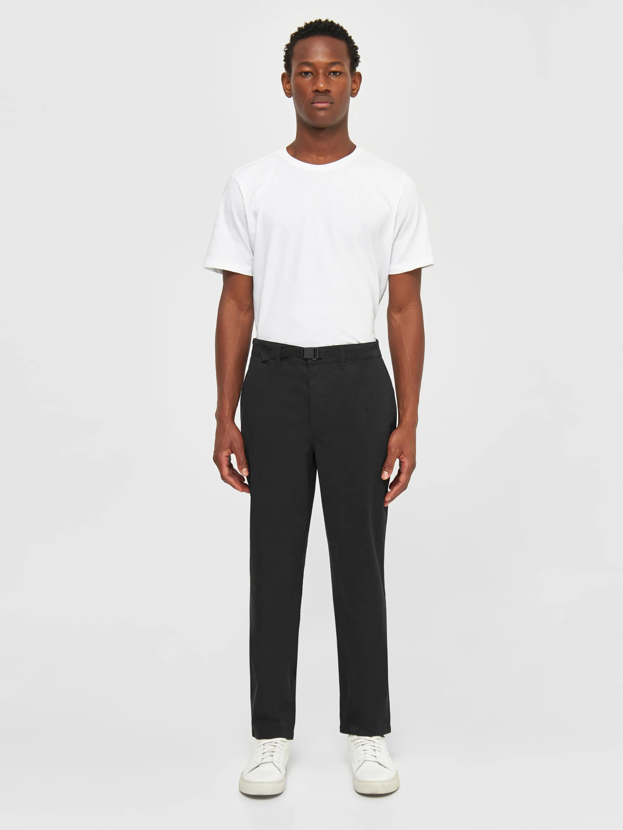 CHUCK regular twill belt chino pants - Black Jet