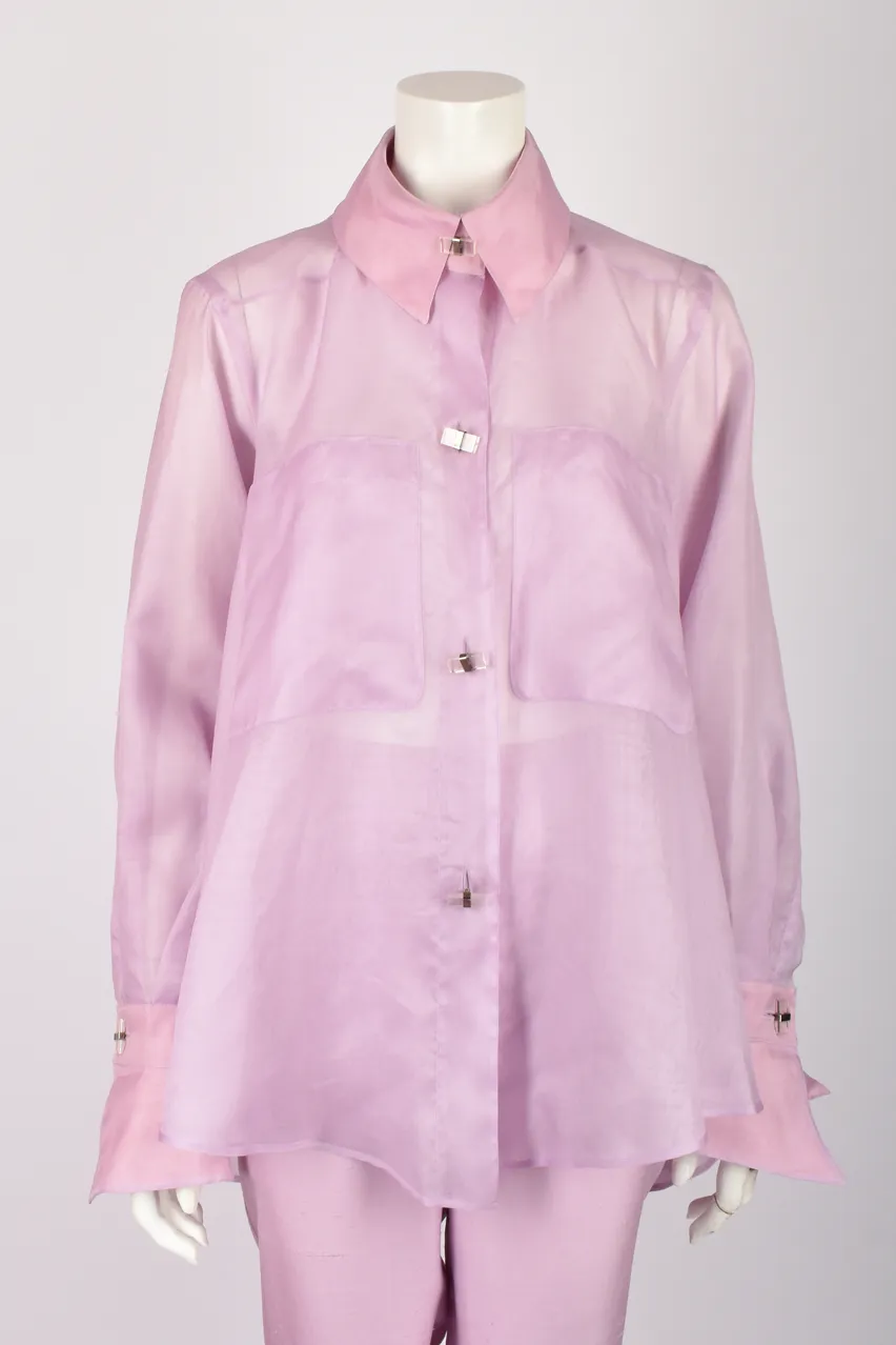 CLAUDE MONTANA RUNWAY S/S 1992 LILAC CHIFFON SHIRT