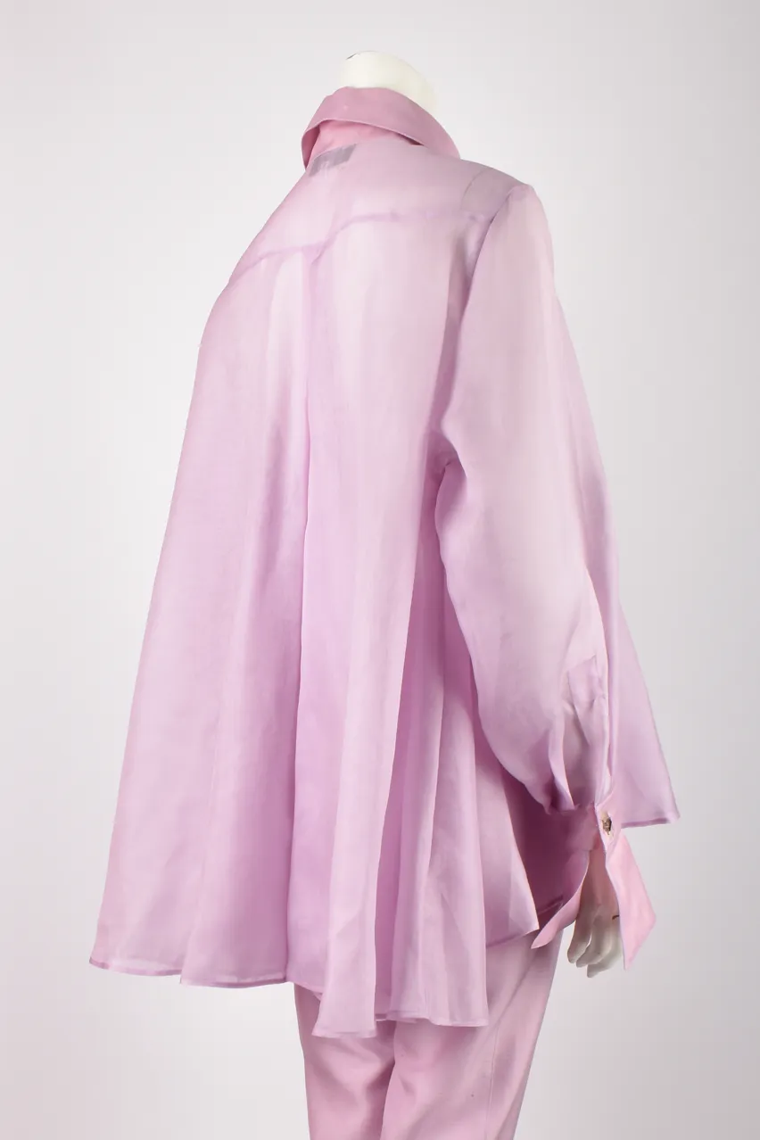 CLAUDE MONTANA RUNWAY S/S 1992 LILAC CHIFFON SHIRT