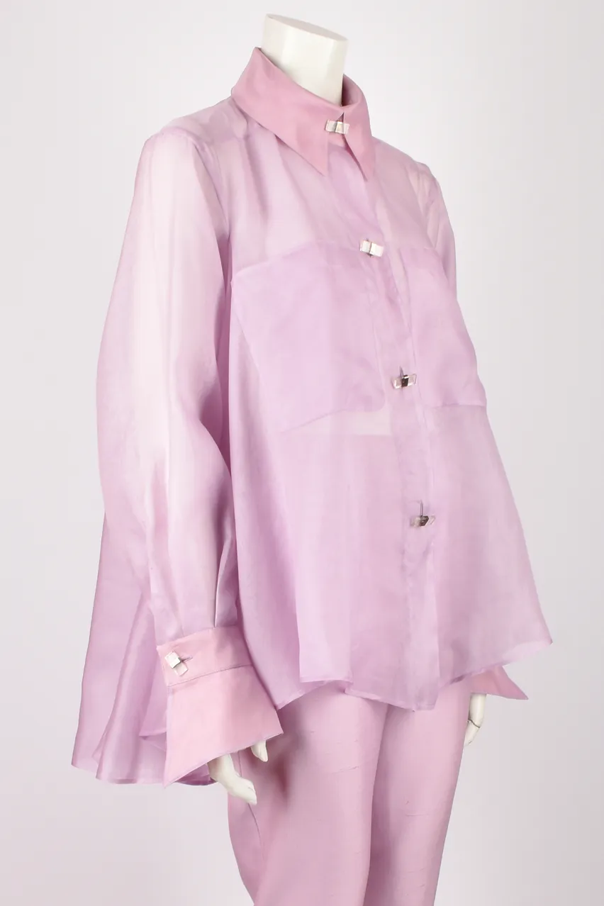 CLAUDE MONTANA RUNWAY S/S 1992 LILAC CHIFFON SHIRT