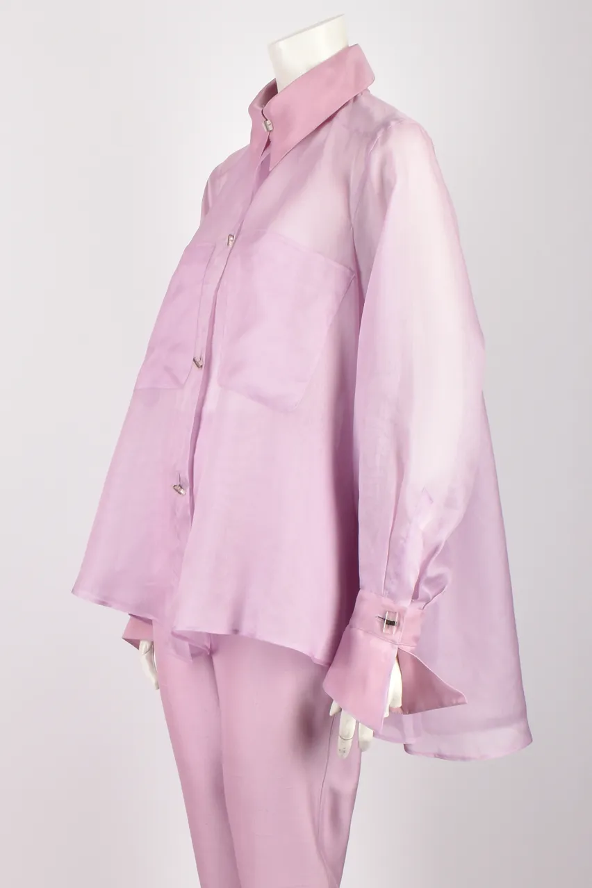 CLAUDE MONTANA RUNWAY S/S 1992 LILAC CHIFFON SHIRT