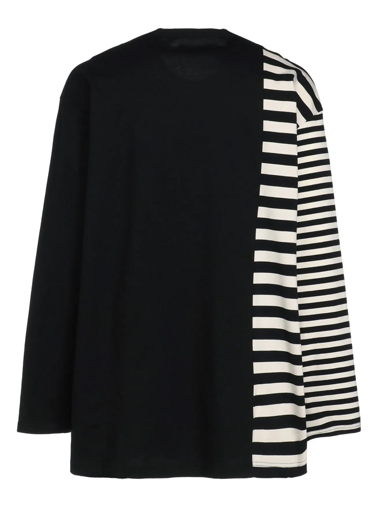 COTTON JERSEY FUSED STRIPE LAYERED LONG-SLEEVED T-SHIRT