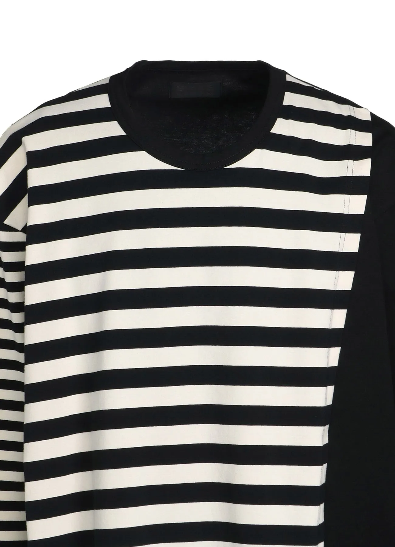 COTTON JERSEY FUSED STRIPE LAYERED LONG-SLEEVED T-SHIRT