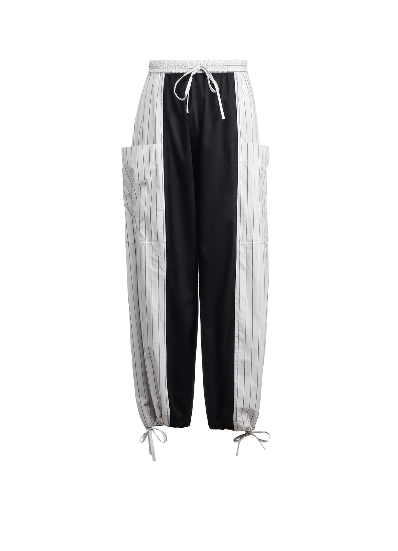 COTTON SATIN STRIPE SWITCHING PANTS (M)