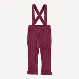 cuffed suspender pant | ruby wine | organic cotton wide rib