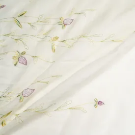 Delicate Floral Embroidered Thin Woven Linen