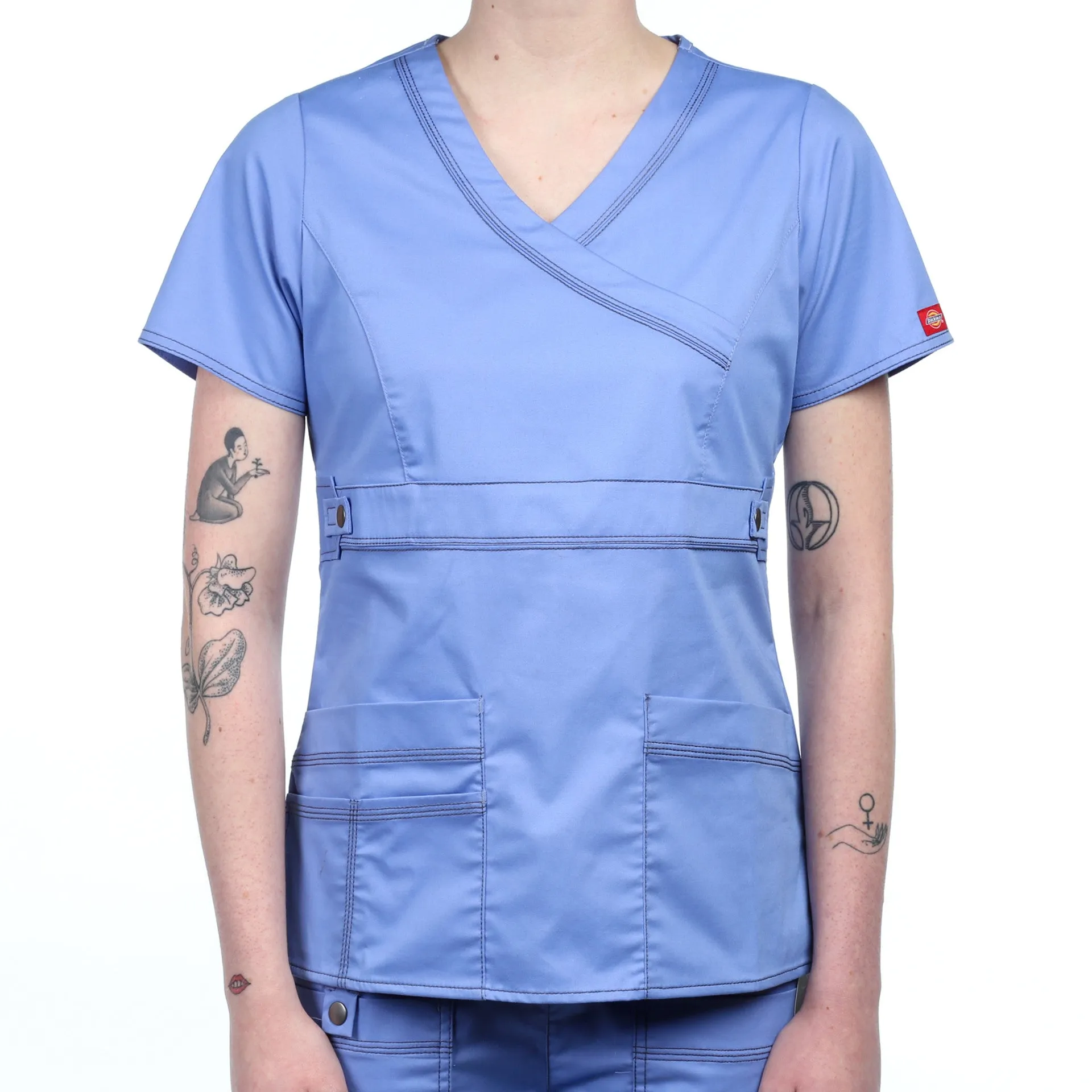 Dickies "Youtility" Jr. Fit Mock Wrap Top - Ceil Blue