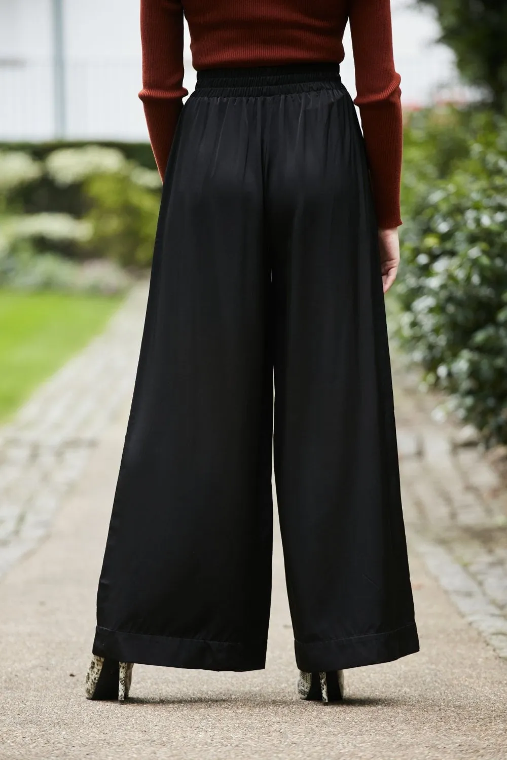 Double Second Black Lux Wide Leg Trousers