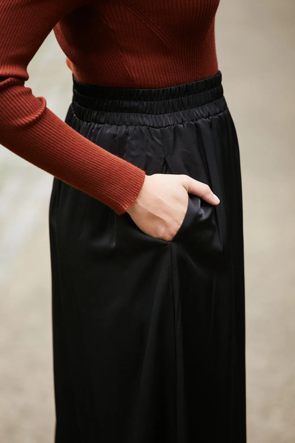 Double Second Black Lux Wide Leg Trousers