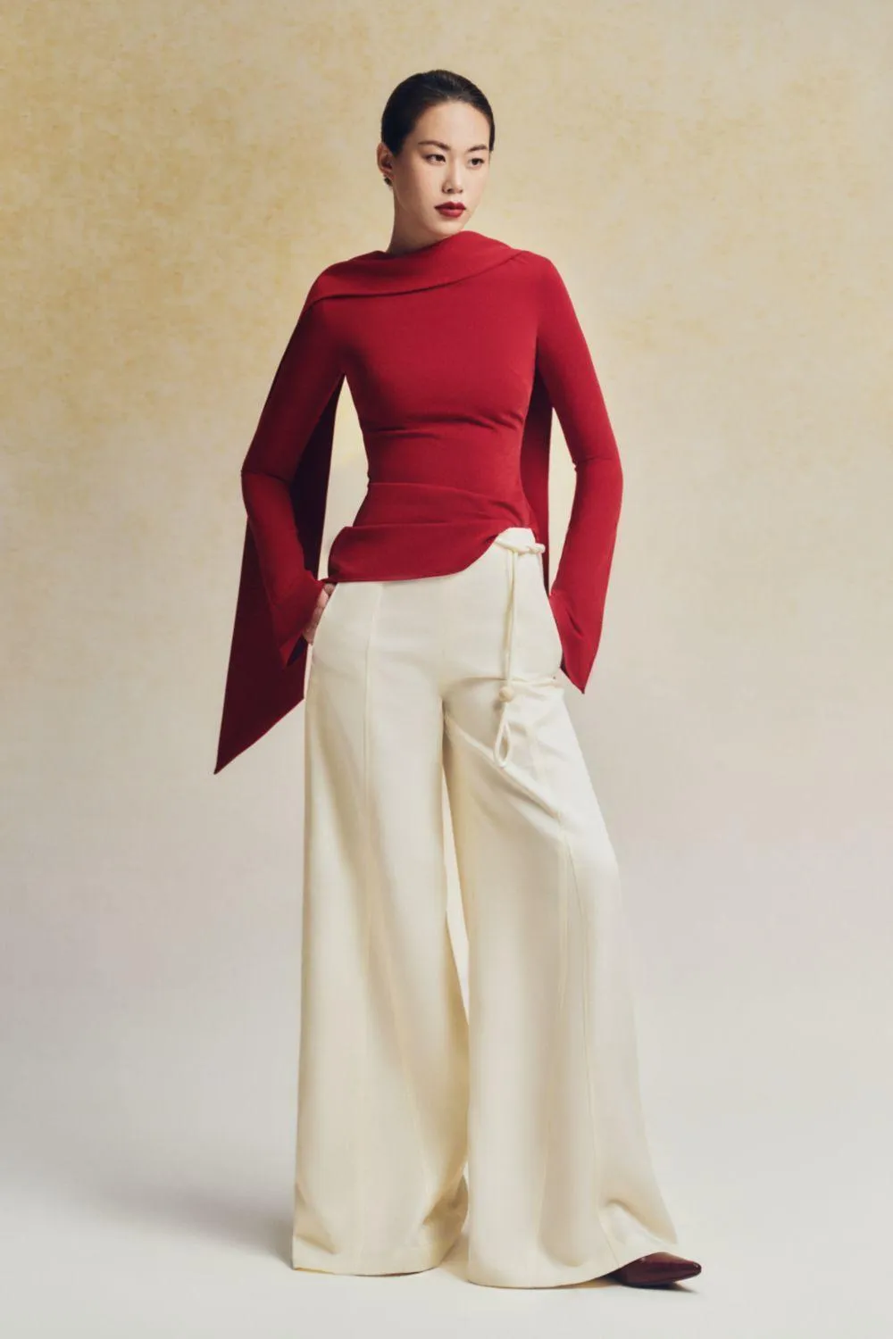 Du Flared Wide Leg Cotton Twill Floor Length Pants