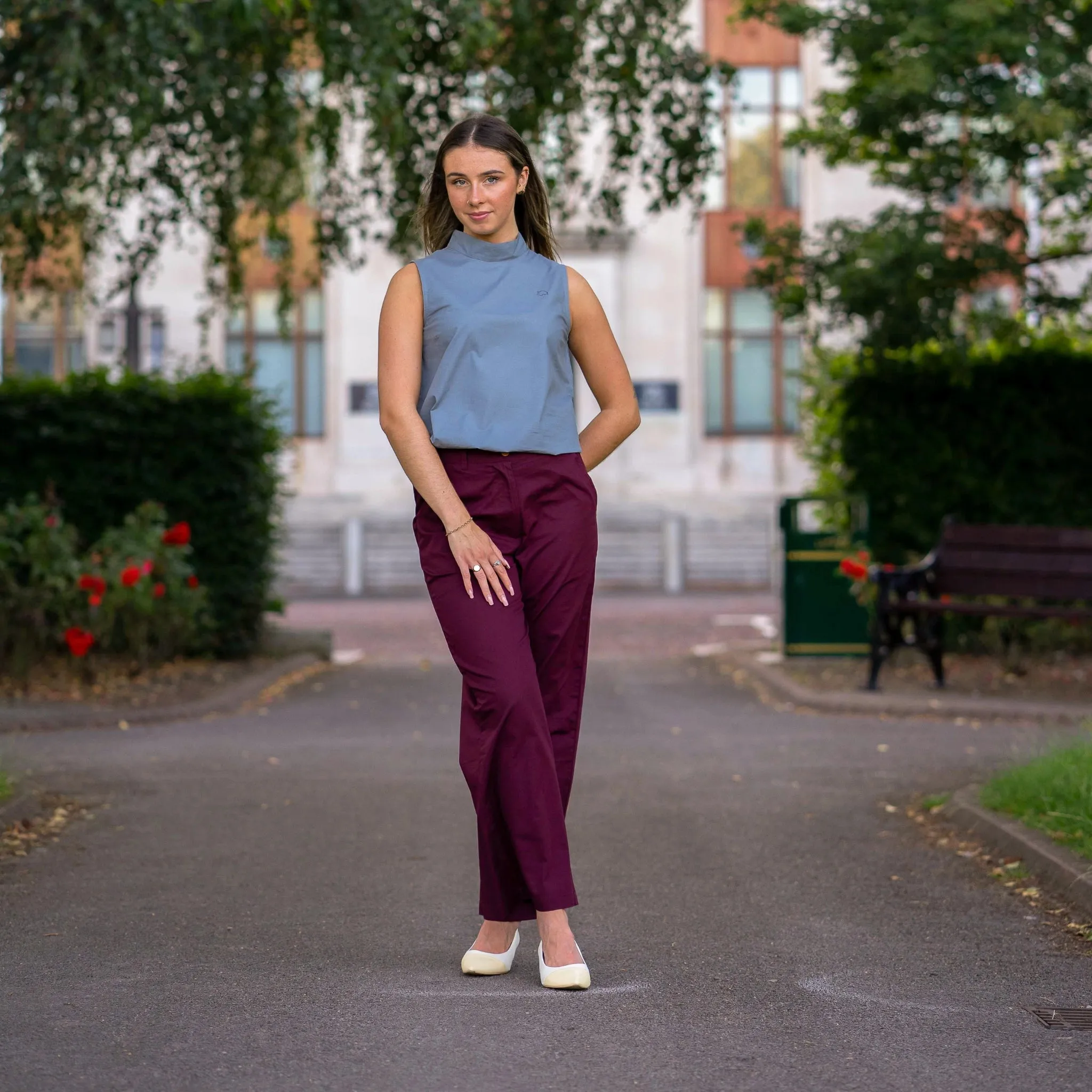 Embrace Enchanting Elegance with Sustainability: Black Rose Elegance Linen Trousers