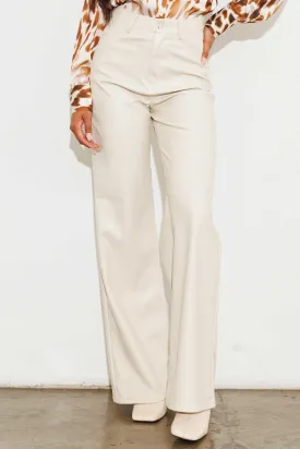 ENCHANT VEGAN LEATHER PANTS - CREAM