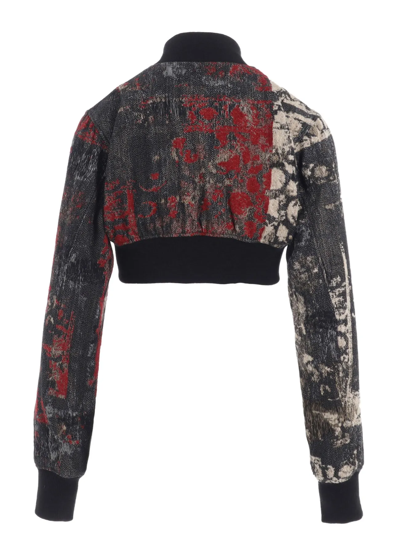 FLORAL JACQUARD CROPPED BOMBER JACKET