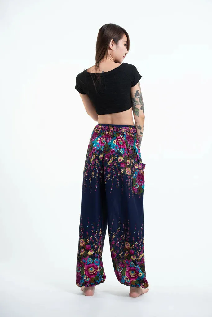 Floral Unisex Harem Pants in Blue, Thailand