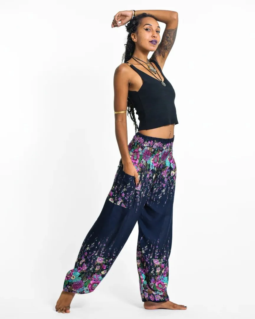 Floral Unisex Harem Pants in Blue, Thailand