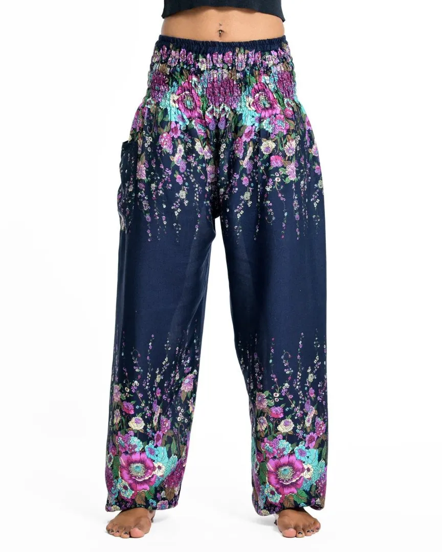 Floral Unisex Harem Pants in Blue, Thailand