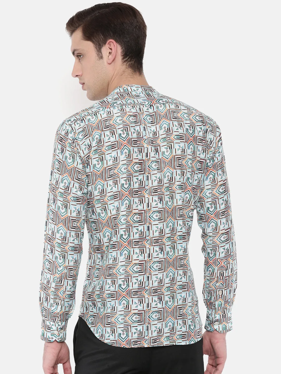 Geometric Printed Linen Shirt - MM0713