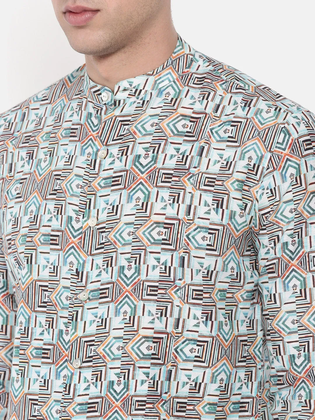 Geometric Printed Linen Shirt - MM0713