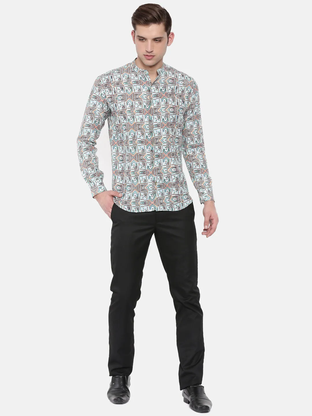 Geometric Printed Linen Shirt - MM0713