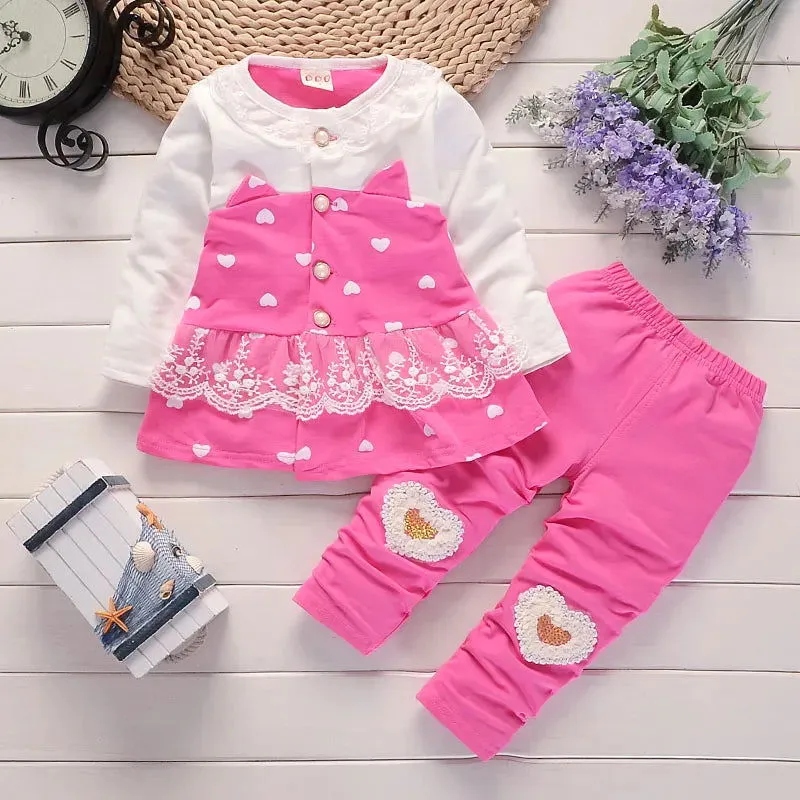 Girls Spring Autumn T-shirt Pants Outfit Toddler Girls*