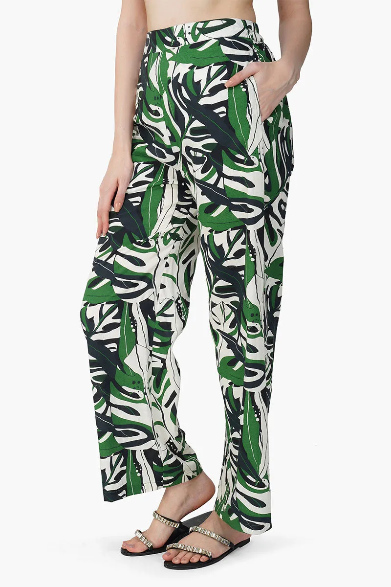 Green Birch Tropical Printed Pants