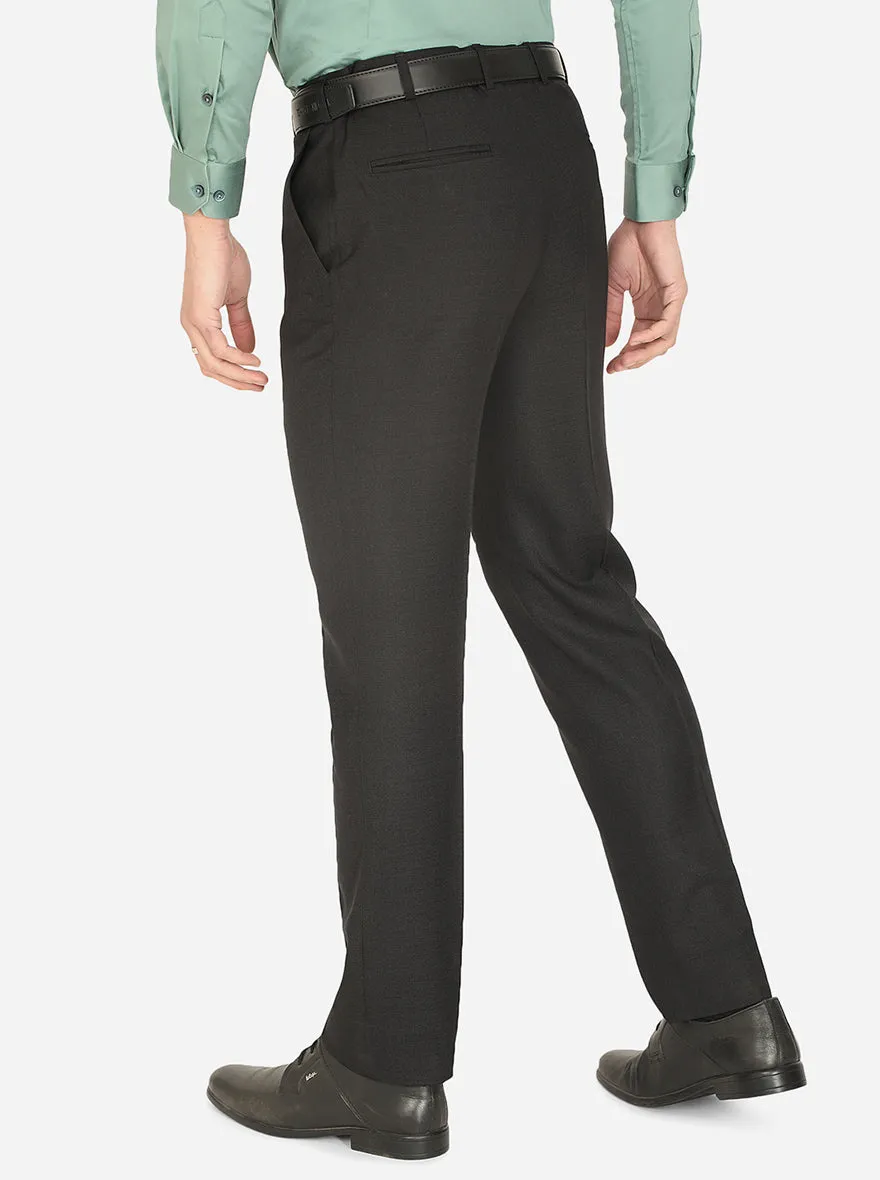 Greynis Black Solid Classic Fit Formal Trouser | JadeBlue