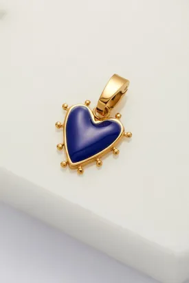 Heart Charm - Blue / Gold